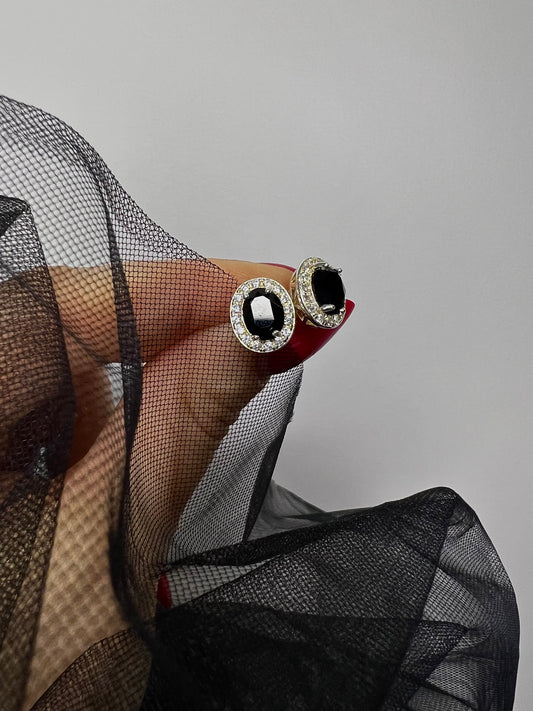 JUODI OVALŪS SIDABRINIAI AUSKARAI