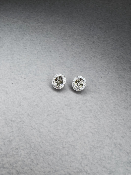 BALTI OVALŪS SIDABRINIAI AUSKARAI